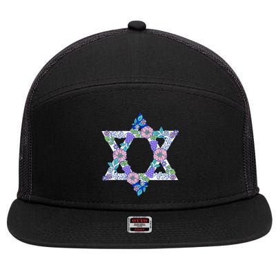 Floral Peace Sign Isreal 7 Panel Mesh Trucker Snapback Hat