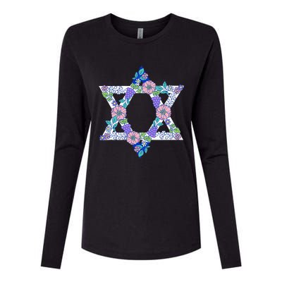 Floral Peace Sign Isreal Womens Cotton Relaxed Long Sleeve T-Shirt