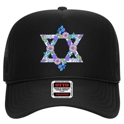 Floral Peace Sign Isreal High Crown Mesh Back Trucker Hat