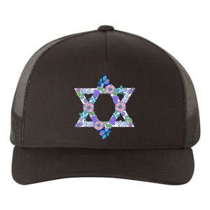 Floral Peace Sign Isreal Yupoong Adult 5-Panel Trucker Hat