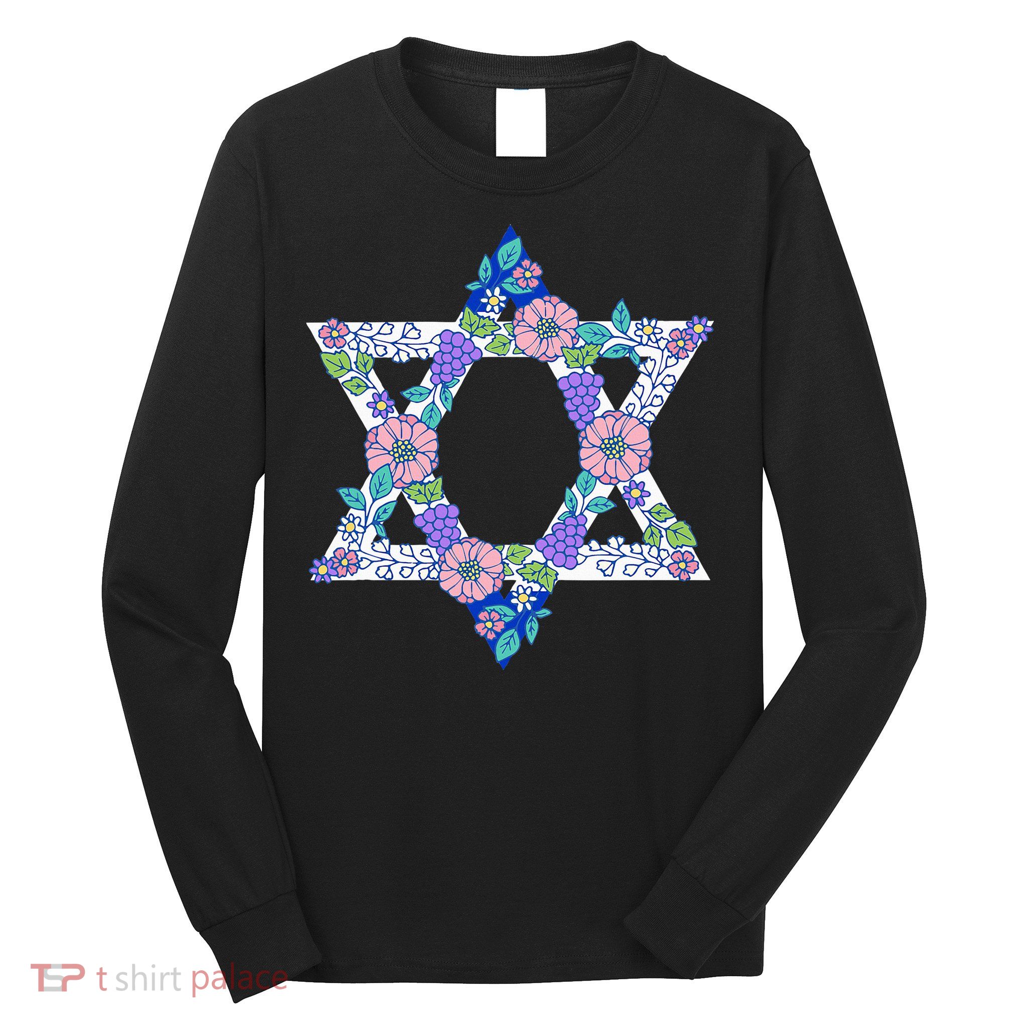 Floral Peace Sign Isreal Long Sleeve Shirt