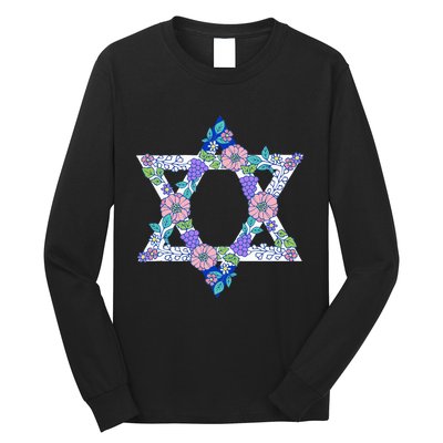 Floral Peace Sign Isreal Long Sleeve Shirt