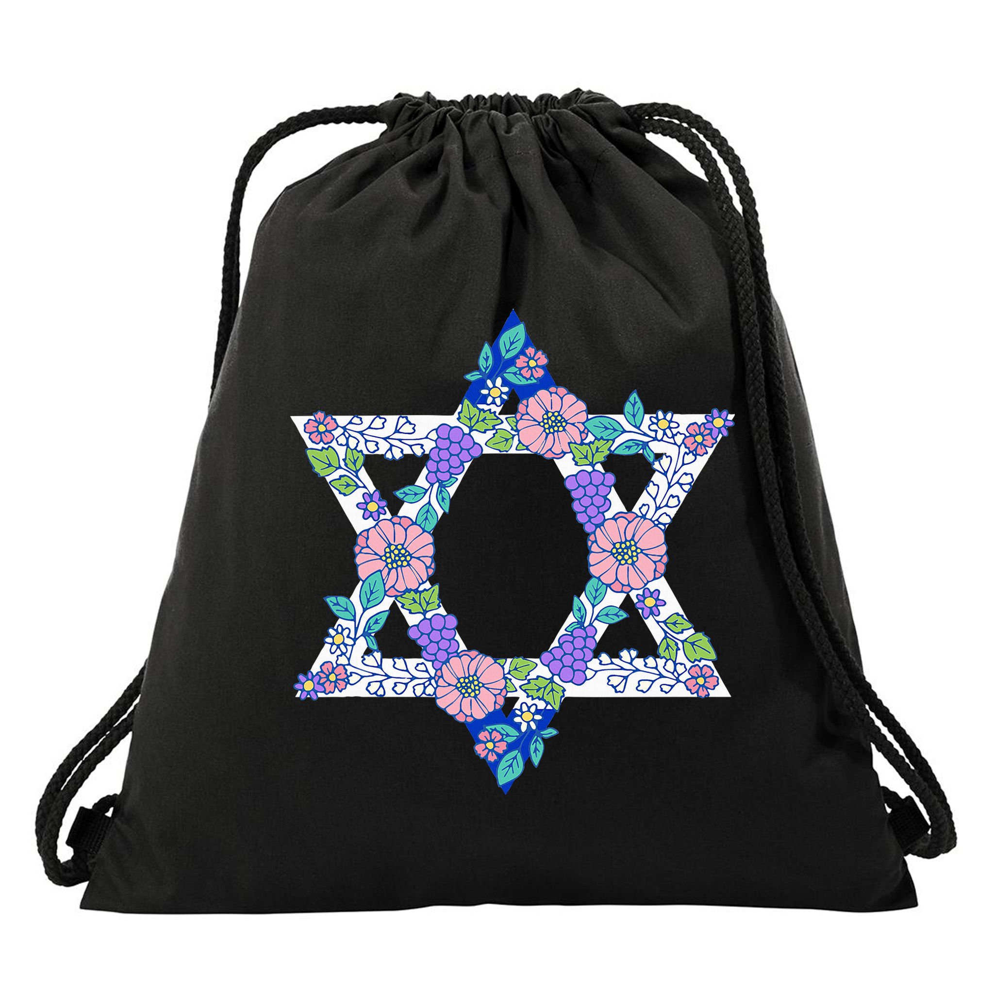 Floral Peace Sign Isreal Drawstring Bag