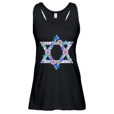 Floral Peace Sign Isreal Ladies Essential Flowy Tank