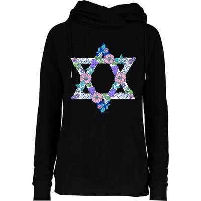 Floral Peace Sign Isreal Womens Funnel Neck Pullover Hood