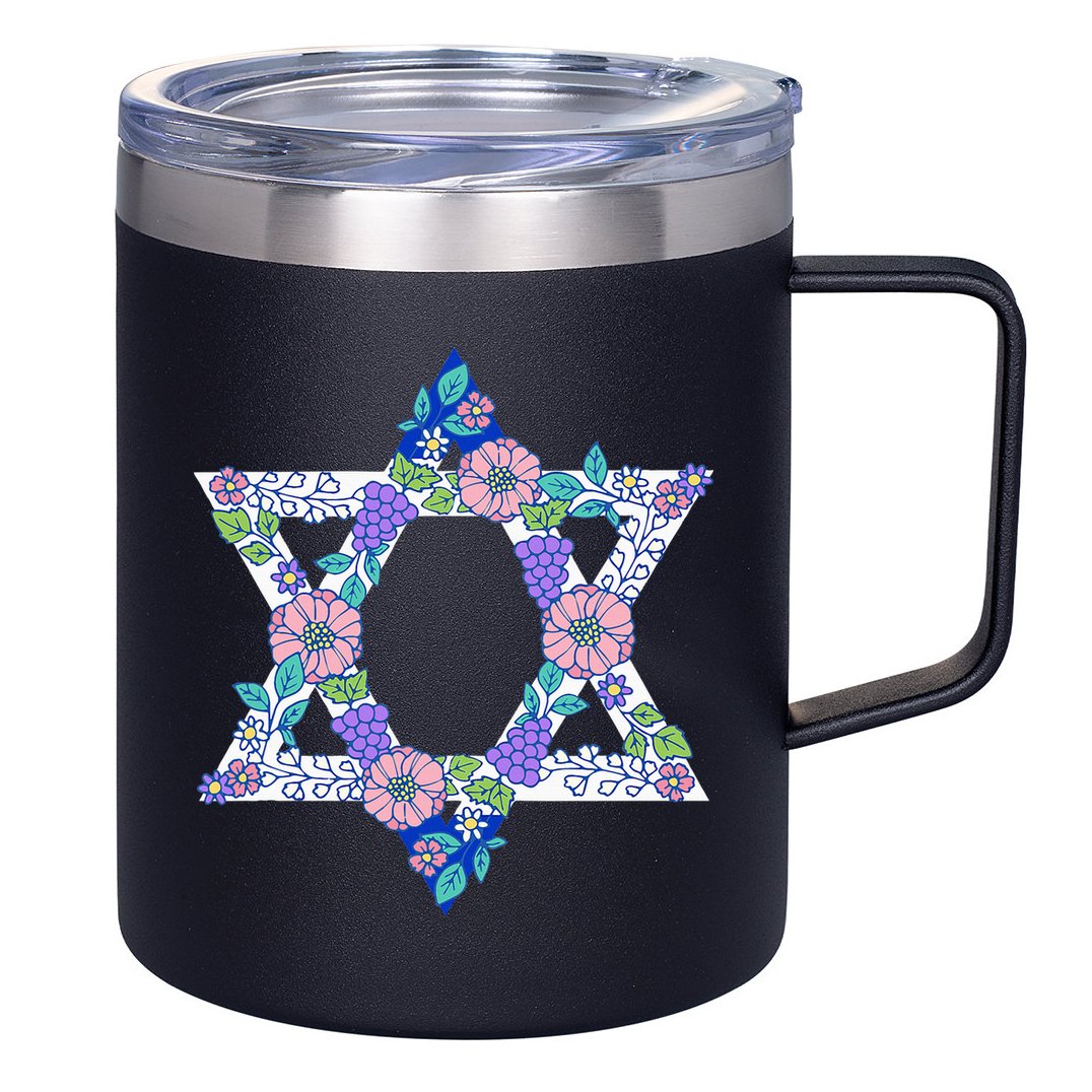 Floral Peace Sign Isreal 12oz Stainless Steel Coffee Mug