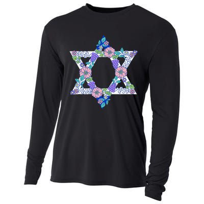 Floral Peace Sign Isreal Cooling Performance Long Sleeve Crew