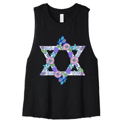 Floral Peace Sign Isreal Women's Racerback Cropped Tank