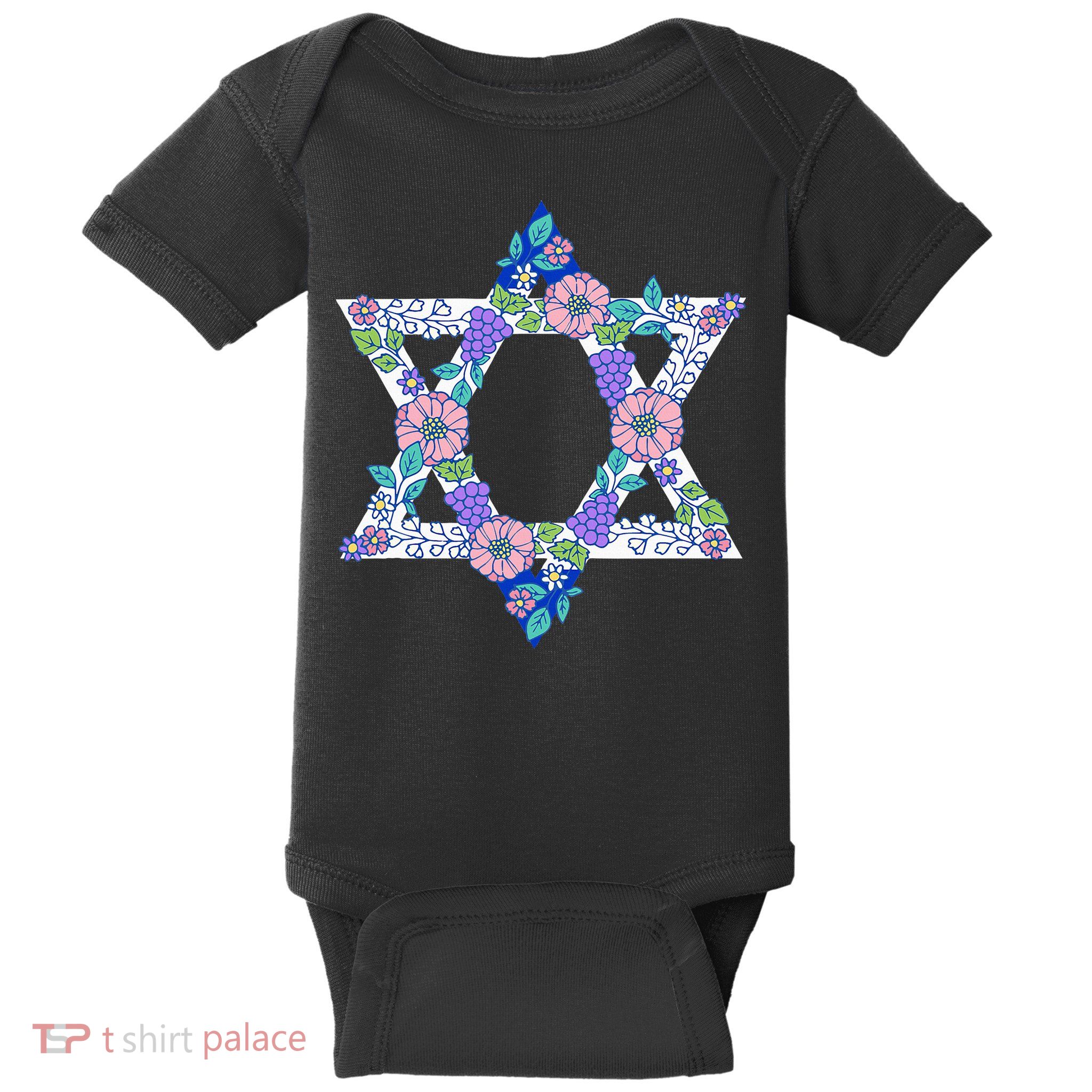 Floral Peace Sign Isreal Baby Bodysuit