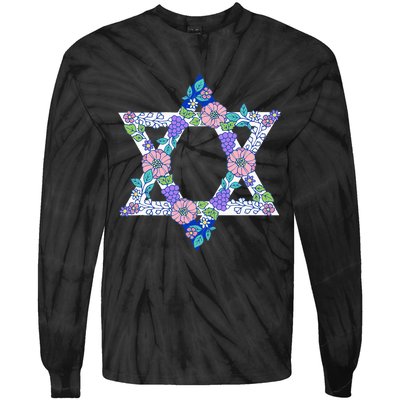 Floral Peace Sign Isreal Tie-Dye Long Sleeve Shirt