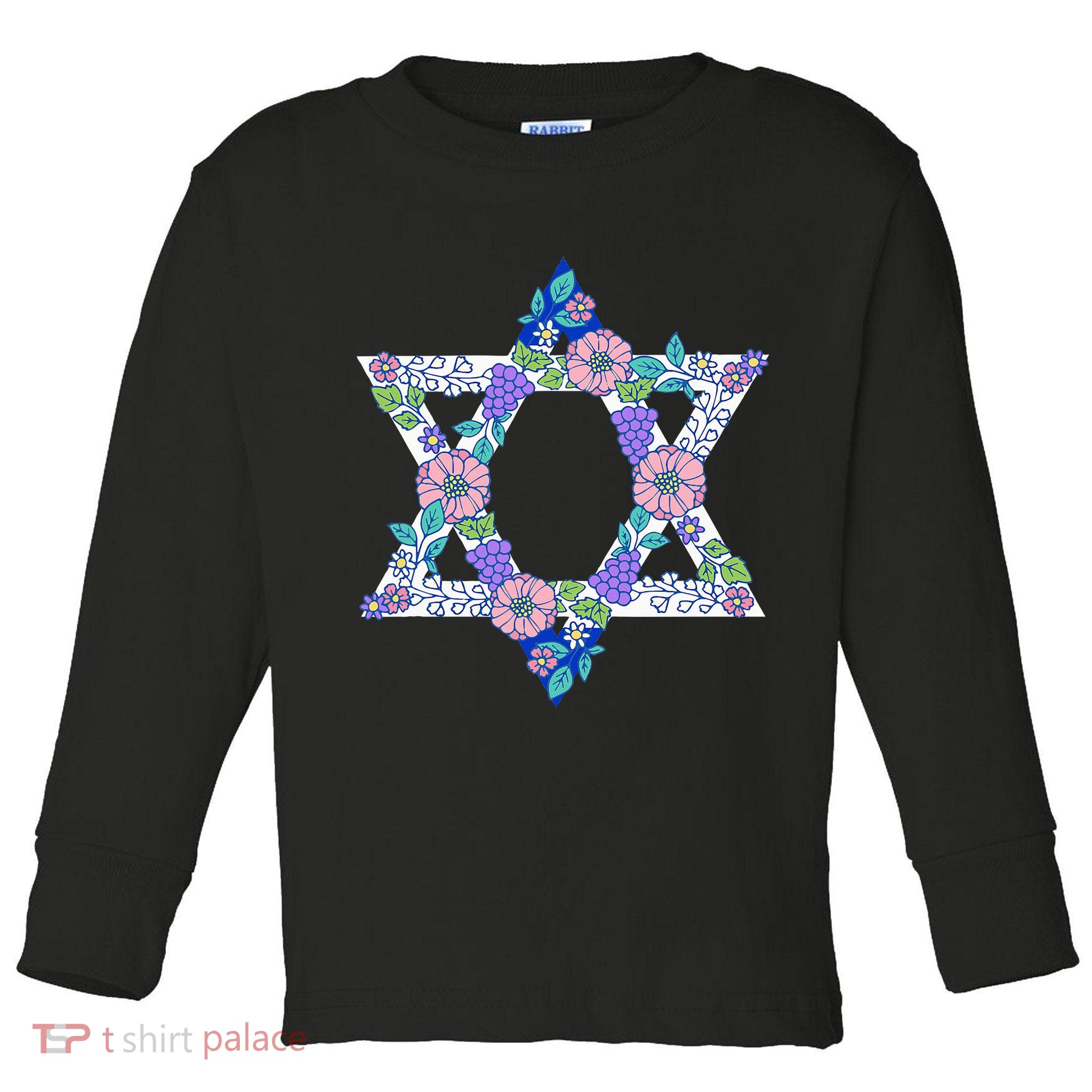 Floral Peace Sign Isreal Toddler Long Sleeve Shirt