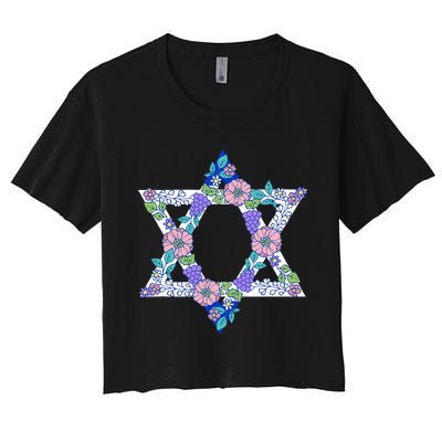 Floral Peace Sign Isreal Women's Crop Top Tee