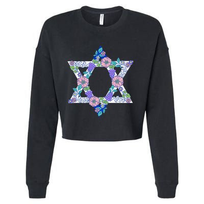 Floral Peace Sign Isreal Cropped Pullover Crew