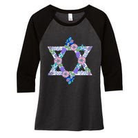 Floral Peace Sign Isreal Women's Tri-Blend 3/4-Sleeve Raglan Shirt