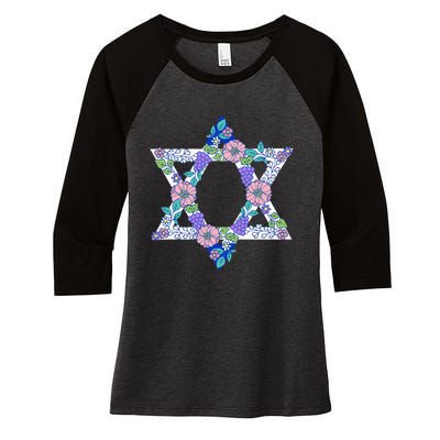 Floral Peace Sign Isreal Women's Tri-Blend 3/4-Sleeve Raglan Shirt