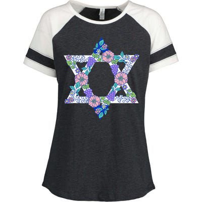 Floral Peace Sign Isreal Enza Ladies Jersey Colorblock Tee