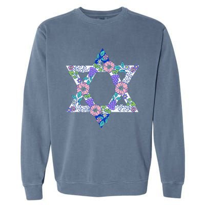 Floral Peace Sign Isreal Garment-Dyed Sweatshirt