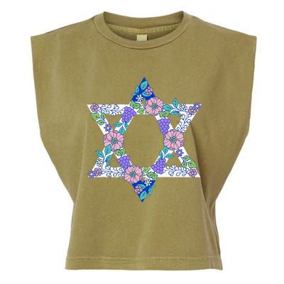 Floral Peace Sign Isreal Garment-Dyed Women's Muscle Tee