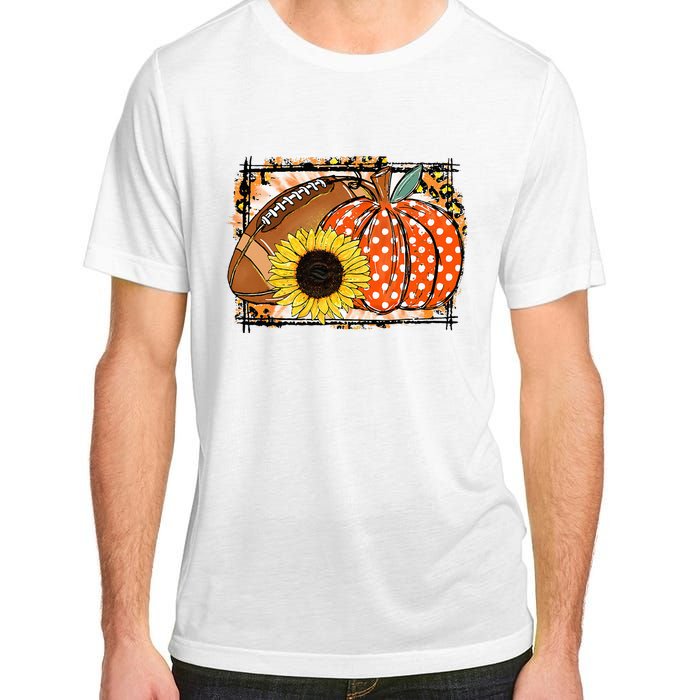 Football Pumpkin Sunflower Football Lover Fall Thanksgiving Adult ChromaSoft Performance T-Shirt