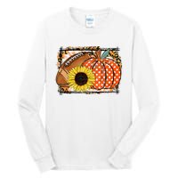 Football Pumpkin Sunflower Football Lover Fall Thanksgiving Tall Long Sleeve T-Shirt