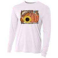 Football Pumpkin Sunflower Football Lover Fall Thanksgiving Cooling Performance Long Sleeve Crew