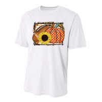 Football Pumpkin Sunflower Football Lover Fall Thanksgiving Performance Sprint T-Shirt