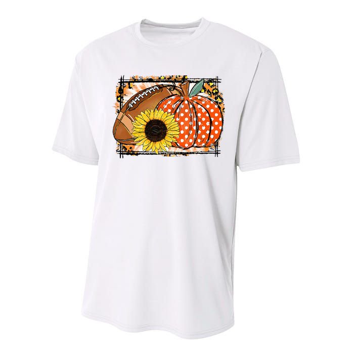 Football Pumpkin Sunflower Football Lover Fall Thanksgiving Performance Sprint T-Shirt