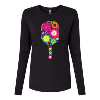 Flowers Pickleball Sports Racquet Racket Paddle Womens Cotton Relaxed Long Sleeve T-Shirt