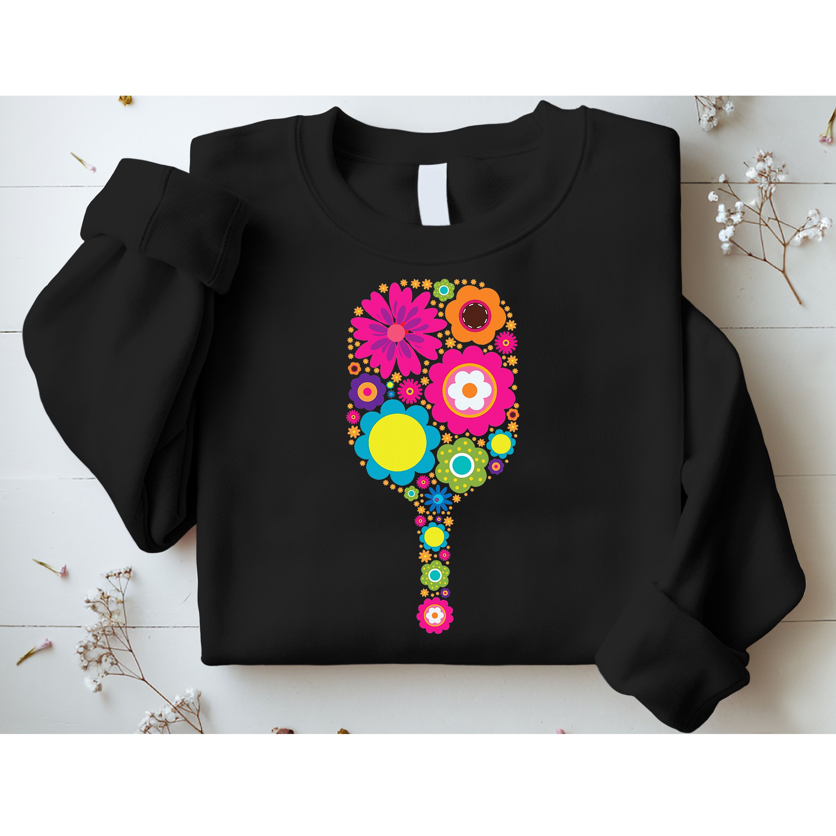 Flowers Pickleball Sports Racquet Racket Paddle Sweatshirt