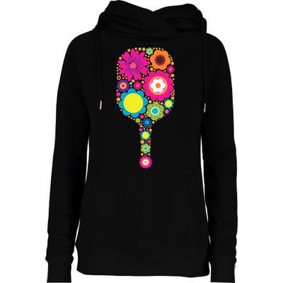 Flowers Pickleball Sports Racquet Racket Paddle Womens Funnel Neck Pullover Hood
