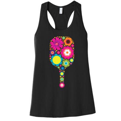 Flowers Pickleball Sports Racquet Racket Paddle Women's Racerback Tank