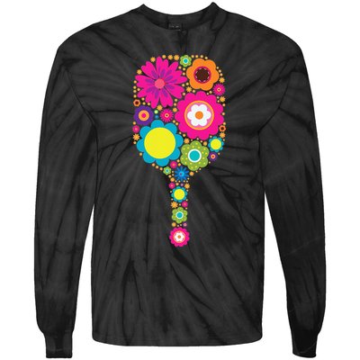 Flowers Pickleball Sports Racquet Racket Paddle Tie-Dye Long Sleeve Shirt