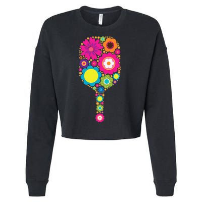 Flowers Pickleball Sports Racquet Racket Paddle Cropped Pullover Crew