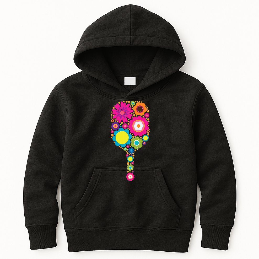 Flowers Pickleball Sports Racquet Racket Paddle Kids Hoodie