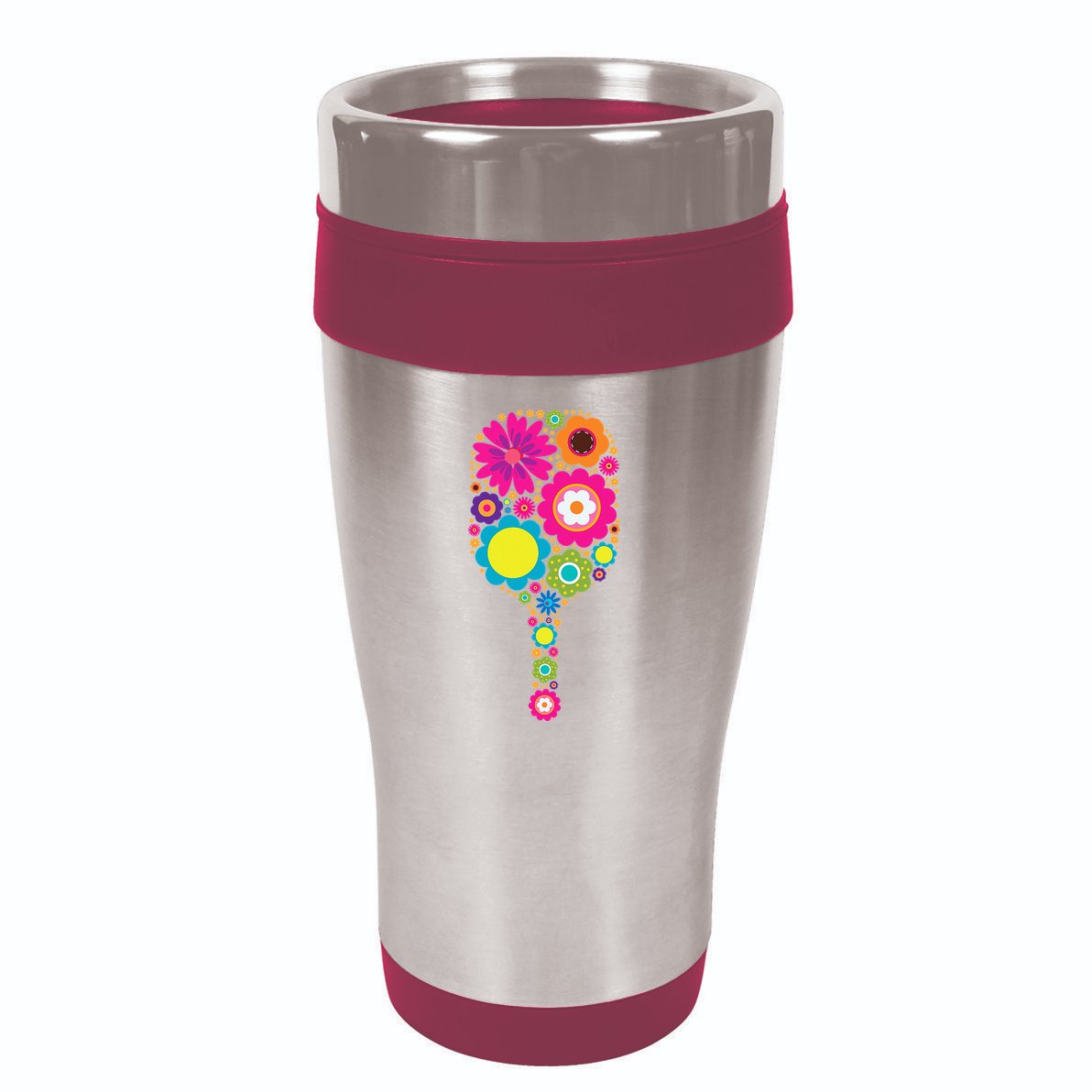 Flowers Pickleball Sports Racquet Racket Paddle 16oz Travel Tumbler