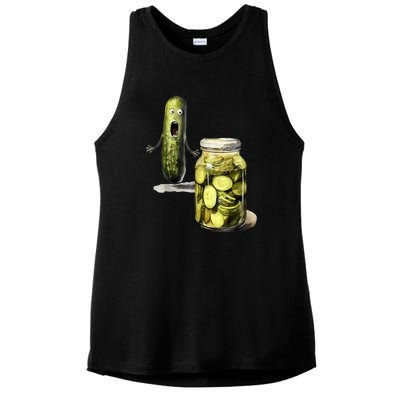 Funny Pickle Surprise A Cucumber And A Jar Of Sliced Pickles Gift Ladies PosiCharge Tri-Blend Wicking Tank