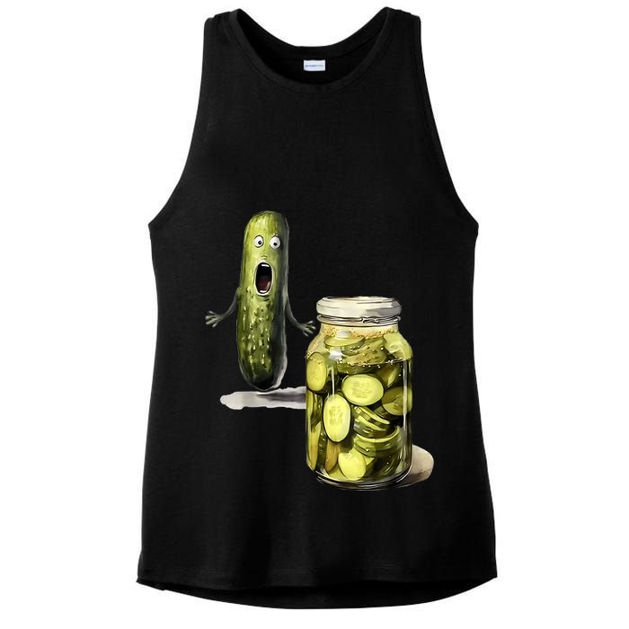 Funny Pickle Surprise A Cucumber And A Jar Of Sliced Pickles Gift Ladies PosiCharge Tri-Blend Wicking Tank