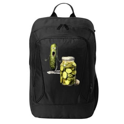 Funny Pickle Surprise A Cucumber And A Jar Of Sliced Pickles Gift City Backpack