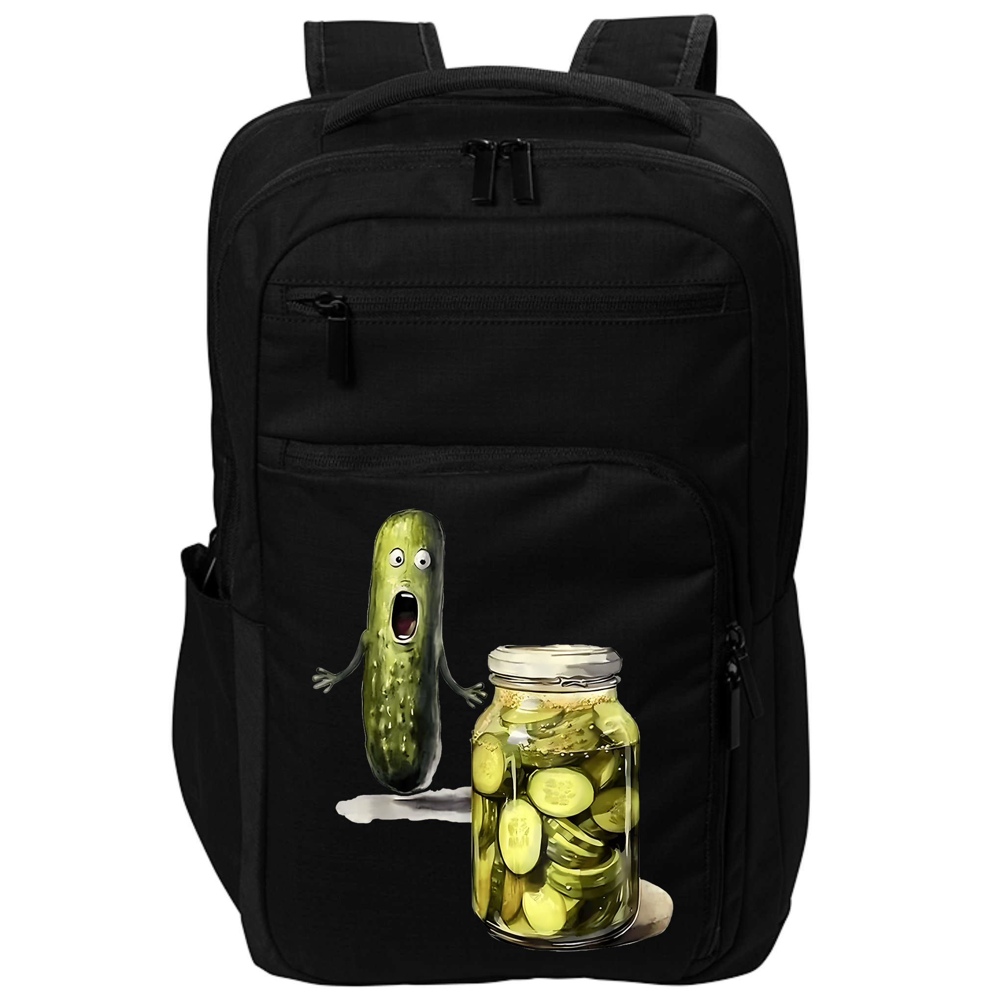 Funny Pickle Surprise A Cucumber And A Jar Of Sliced Pickles Gift Impact Tech Backpack