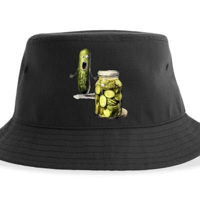 Funny Pickle Surprise A Cucumber And A Jar Of Sliced Pickles Gift Sustainable Bucket Hat