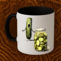 Funny Pickle Surprise A Cucumber And A Jar Of Sliced Pickles Gift Mug