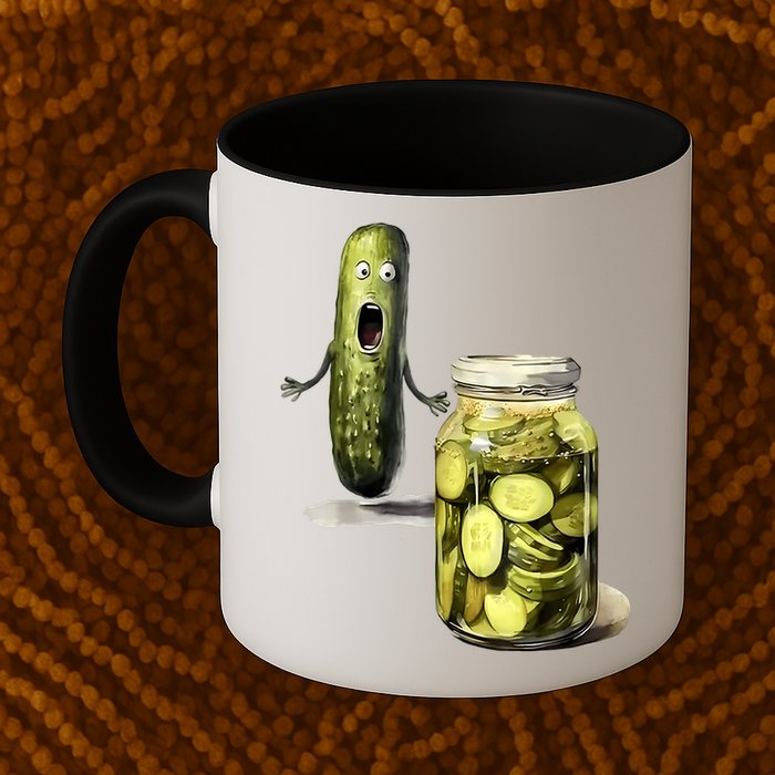Funny Pickle Surprise A Cucumber And A Jar Of Sliced Pickles Gift Mug