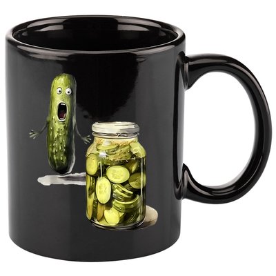 Funny Pickle Surprise A Cucumber And A Jar Of Sliced Pickles Gift 11oz C Handle Ceramic Mug