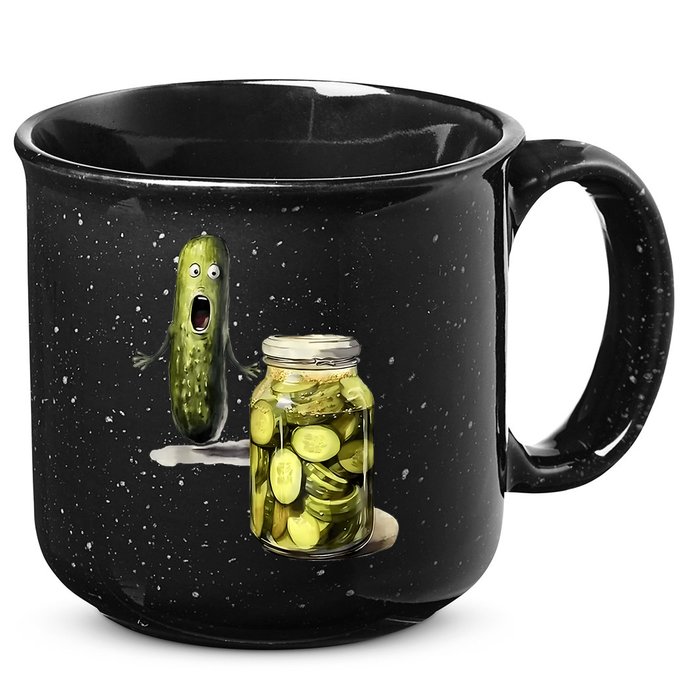 Funny Pickle Surprise A Cucumber And A Jar Of Sliced Pickles Gift 15oz Campfire Ceramic Mug