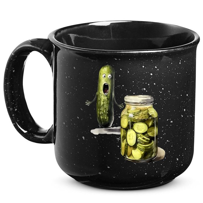 Funny Pickle Surprise A Cucumber And A Jar Of Sliced Pickles Gift 15oz Campfire Ceramic Mug