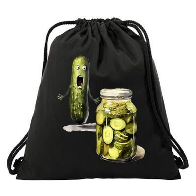 Funny Pickle Surprise A Cucumber And A Jar Of Sliced Pickles Gift Drawstring Bag