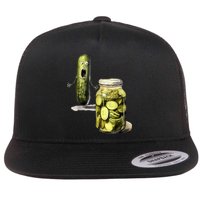 Funny Pickle Surprise A Cucumber And A Jar Of Sliced Pickles Gift Flatbill Hat