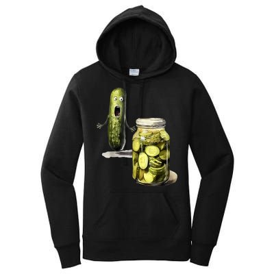 Funny Pickle Surprise A Cucumber And A Jar Of Sliced Pickles Gift Women's Pullover Hoodie