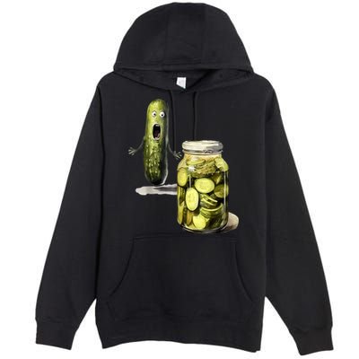 Funny Pickle Surprise A Cucumber And A Jar Of Sliced Pickles Gift Premium Pullover Hoodie