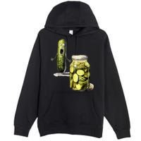 Funny Pickle Surprise A Cucumber And A Jar Of Sliced Pickles Gift Premium Pullover Hoodie